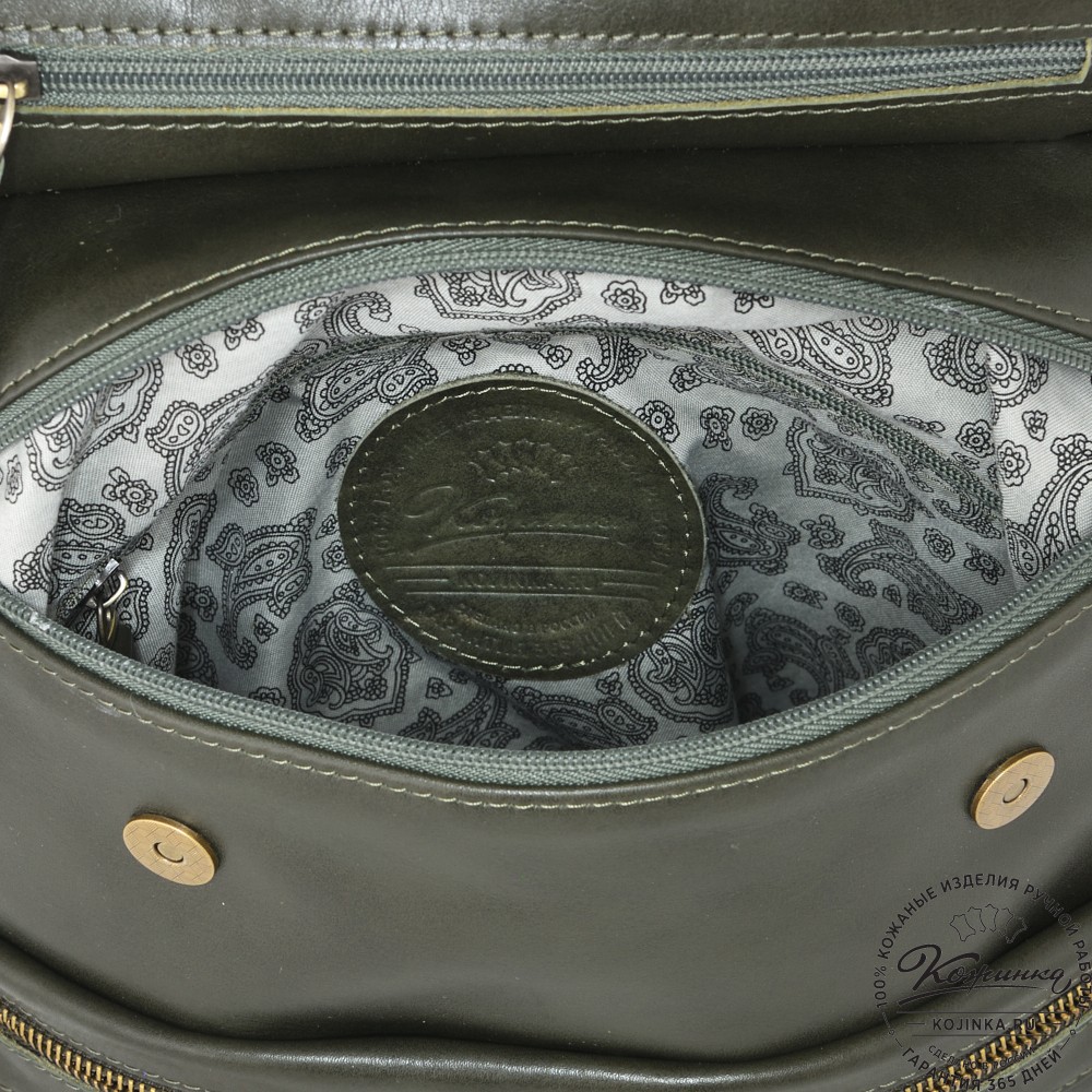  Женский кожаный рюкзак "Артемида" (хаки гладкая кожа)